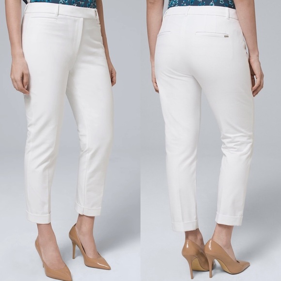 White House Black Market The Slim Crop Dress Pants Cuffed Ankle Pant 4 - Picture 1 of 14